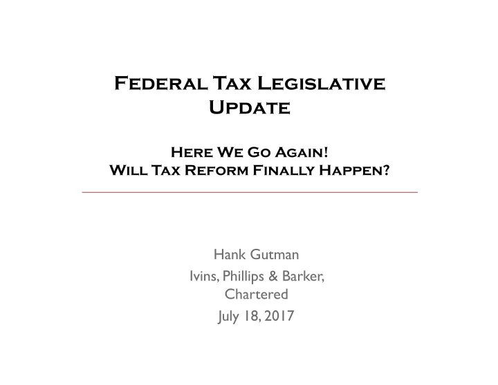 federal tax legislative update