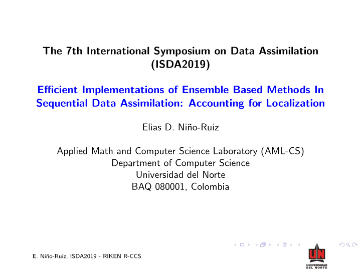 the 7th international symposium on data assimilation