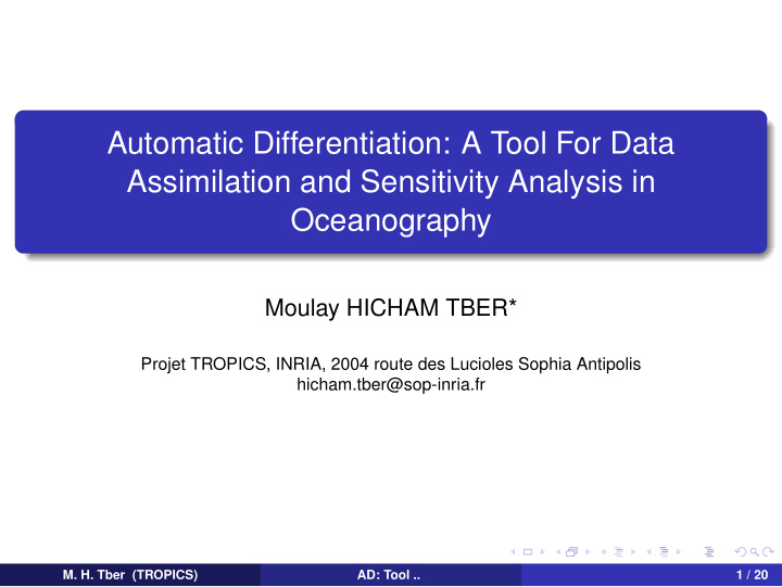 automatic differentiation a tool for data assimilation