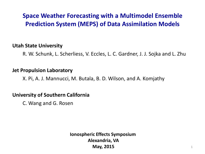 space weather forecasting with a multimodel ensemble