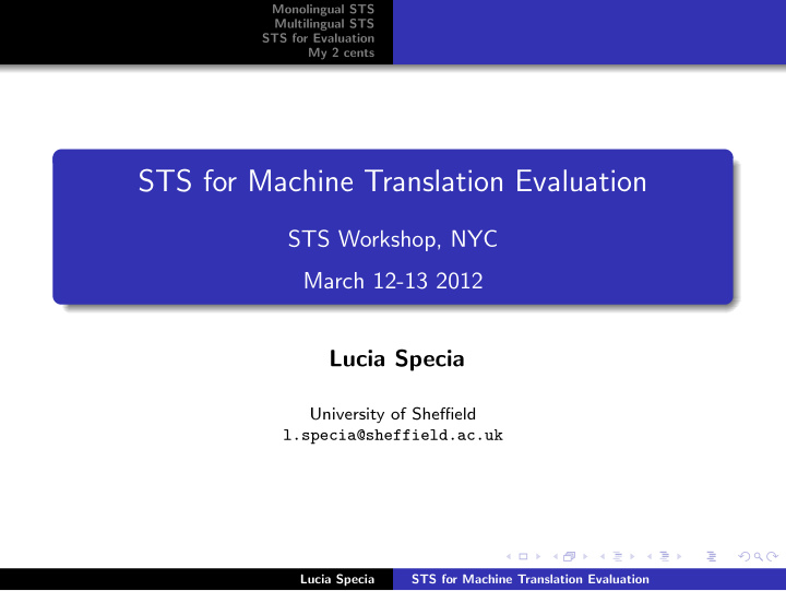 sts for machine translation evaluation