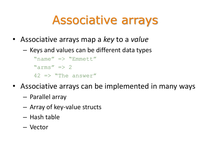 associative arrays