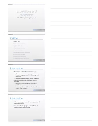 Expressions and  Assignment  COS 301: Programming Languages  UMAINE CIS  COS 301  Programming