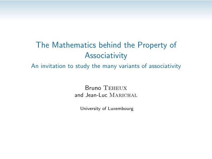 the mathematics behind the property of associativity