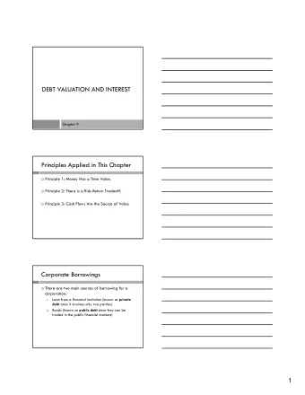 DEBT VALUATION AND INTEREST  Chapter 9  Principles Applied in This Chapter  Principle 1: Money