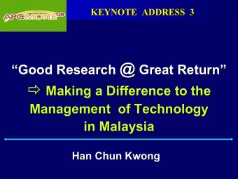 Good Research @  Good Research  Great Return      Making a Difference to the