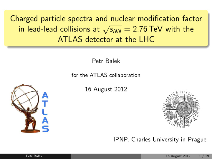 charged particle spectra and nuclear modification factor