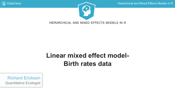 linear mixed effect model birth rates data