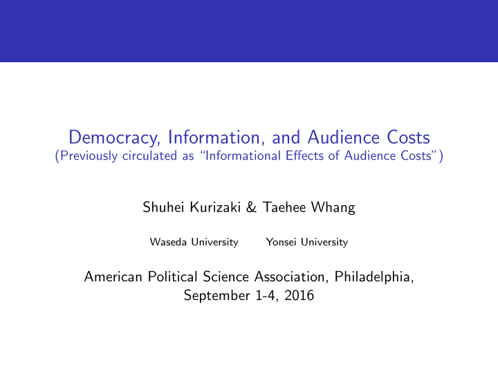 democracy information and audience costs