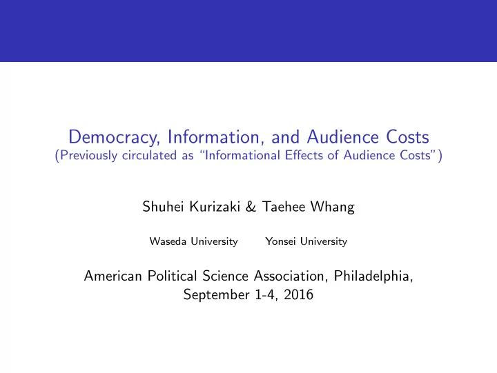 democracy information and audience costs