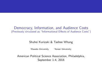 Democracy, Information, and Audience Costs  (Previously circulated as Informational Effects of