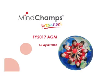 FY2017 AGM  16 April 2018  Launching the  Red Dot to the World!  Who holds the No. 1 position  in