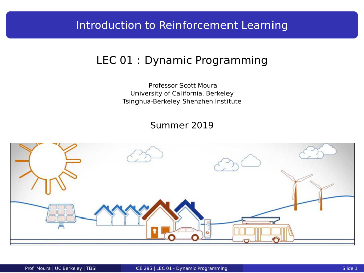 introduction to reinforcement learning lec 01 dynamic