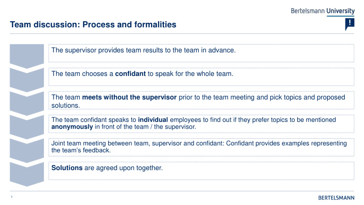 team discussion process and formalities