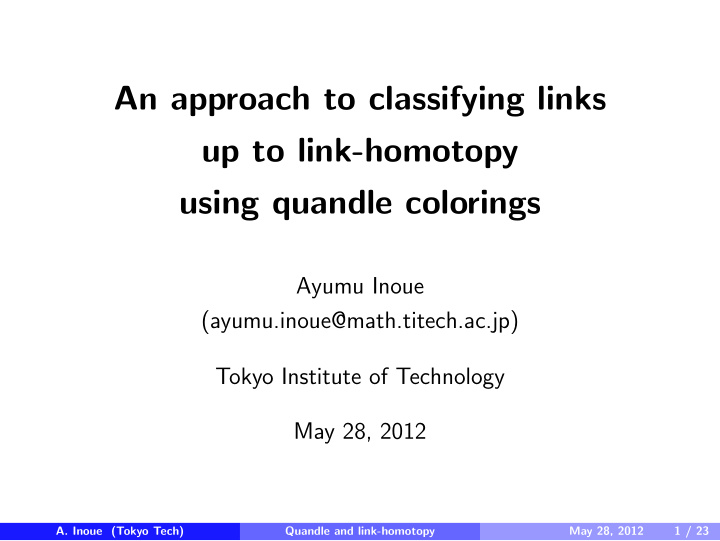 an approach to classifying links up to link homotopy