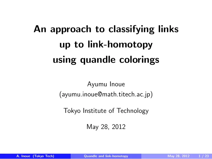 an approach to classifying links up to link homotopy