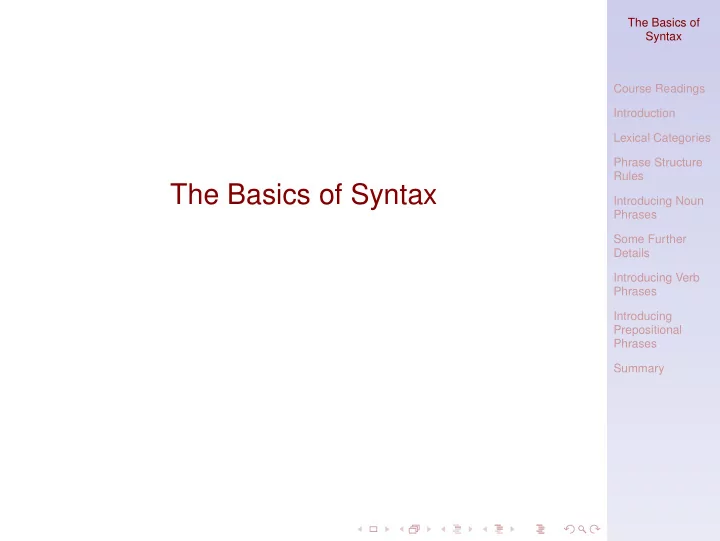 the basics of syntax