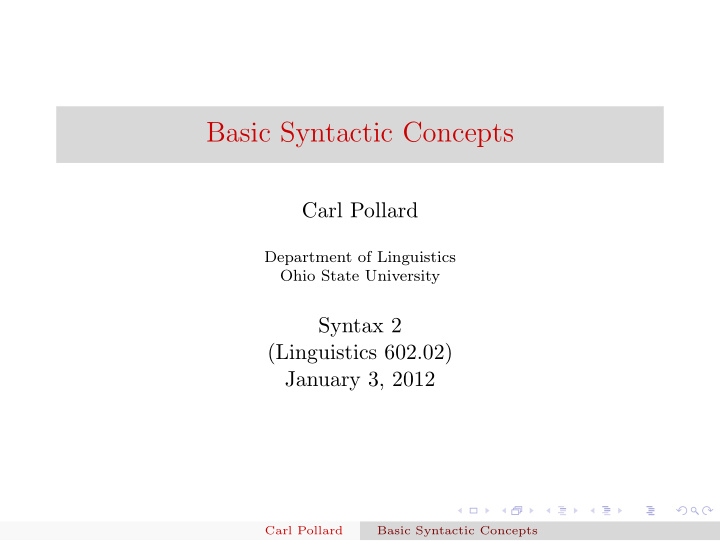 basic syntactic concepts
