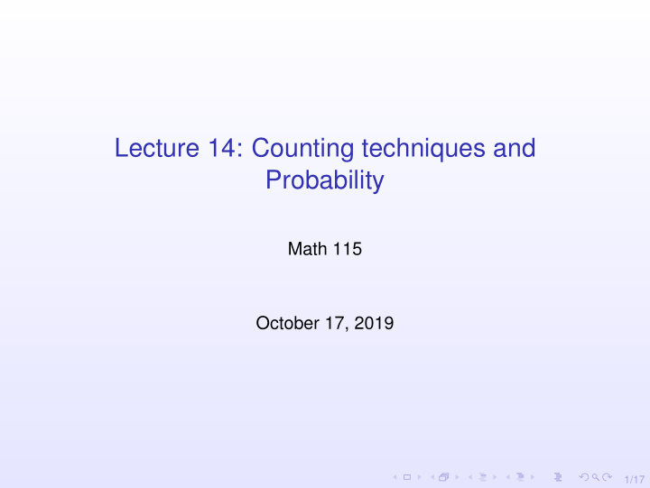 lecture 14 counting techniques and probability