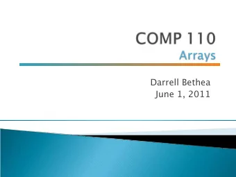 Darrell Bethea  June 1, 2011  Program 4 due next Friday  Last day of class  Final exam