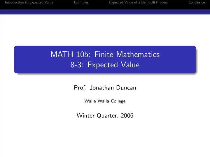math 105 finite mathematics 8 3 expected value