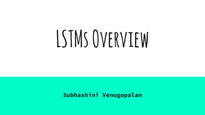 lstms overview