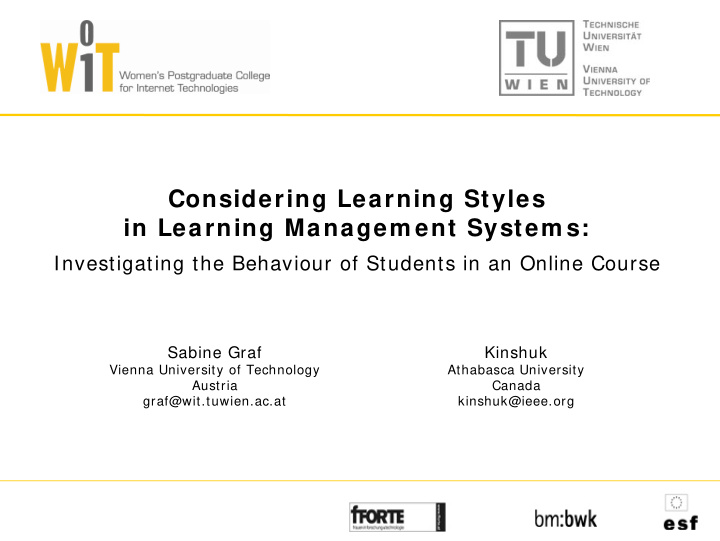 considering learning styles in learning managem ent