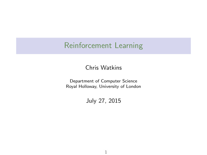 reinforcement learning