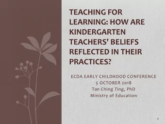 KINDERGARTEN  TEACHERS BELIEFS  REFLECTED IN THEIR  PRACTICES?  ECDA EARLY CHILDHOOD CONFERENCE