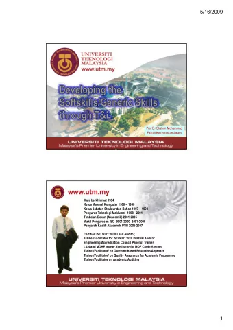 5/16/2009  Prof Dr Shahrin Mohammad  Fakulti Kejuruteraan Awam  1  Mula berkhidmat 1984  Ketua