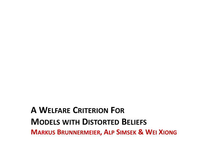 welfare analysis for behavioral models