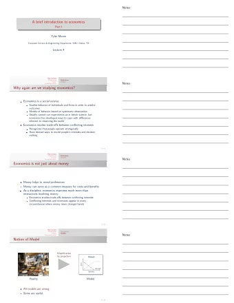 A brief introduction to economics  Part I  Tyler Moore  Computer Science &amp; Engineering