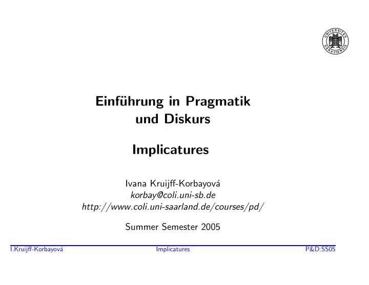 einf uhrung in pragmatik und diskurs implicatures