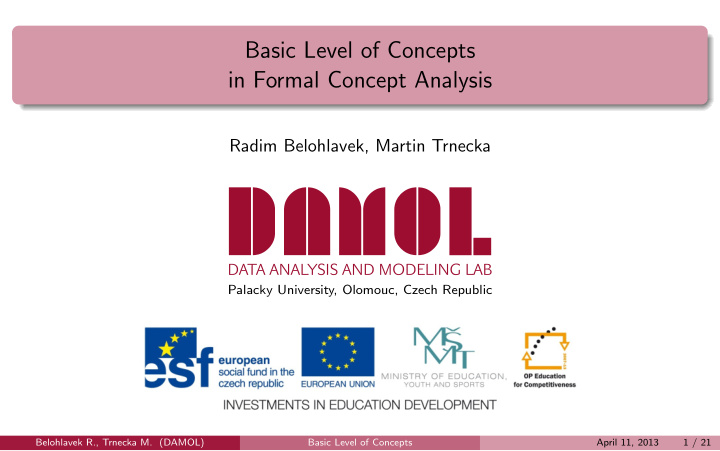 belohlavek r trnecka m damol basic level of concepts