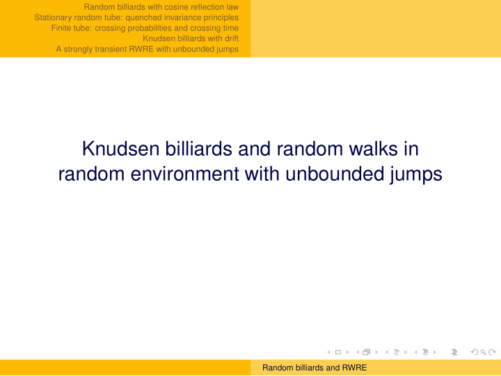 knudsen billiards and random walks in random environment