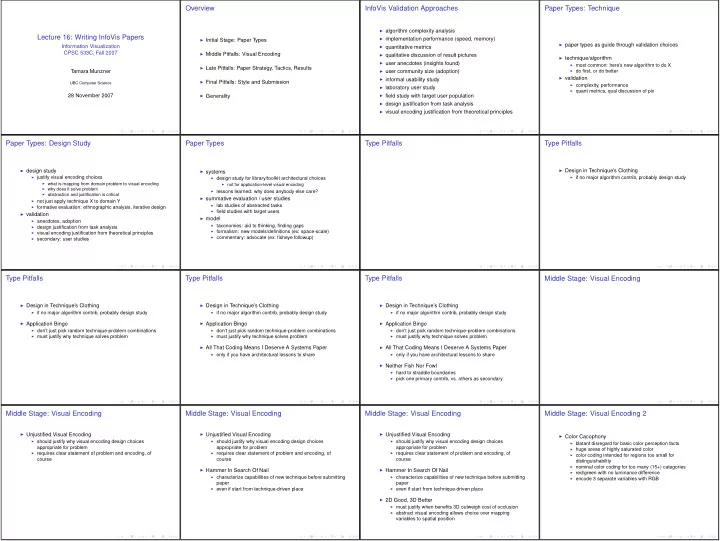 overview infovis validation approaches paper types