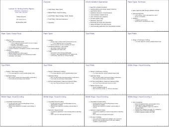 Overview  InfoVis Validation Approaches  Paper Types: Technique  algorithm complexity analysis