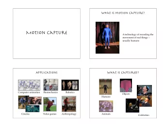 Motion capture  A technology of recording the  movement of real things --  usually humans