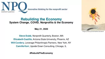 Rebuilding the Economy  System Change, COVID, Nonprofits &amp; the Economy  May 21, 2020  Image