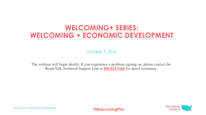 welcoming series welcoming economic development