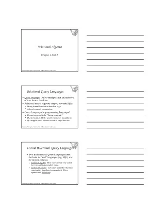 RelationalAlgebra  Chapter4,PartA  DatabaseManagementSystems3ed,R.