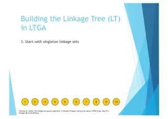 Building the Linkage Tree (LT)  in LTGA  1. Start with singleton linkage sets Thierens, D. (2010).