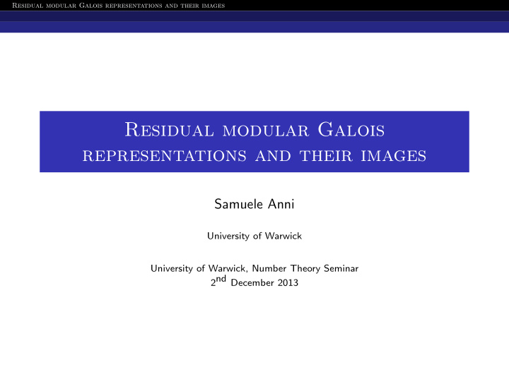 residual modular galois representations and their images