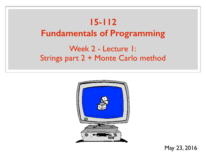 15 112 fundamentals of programming