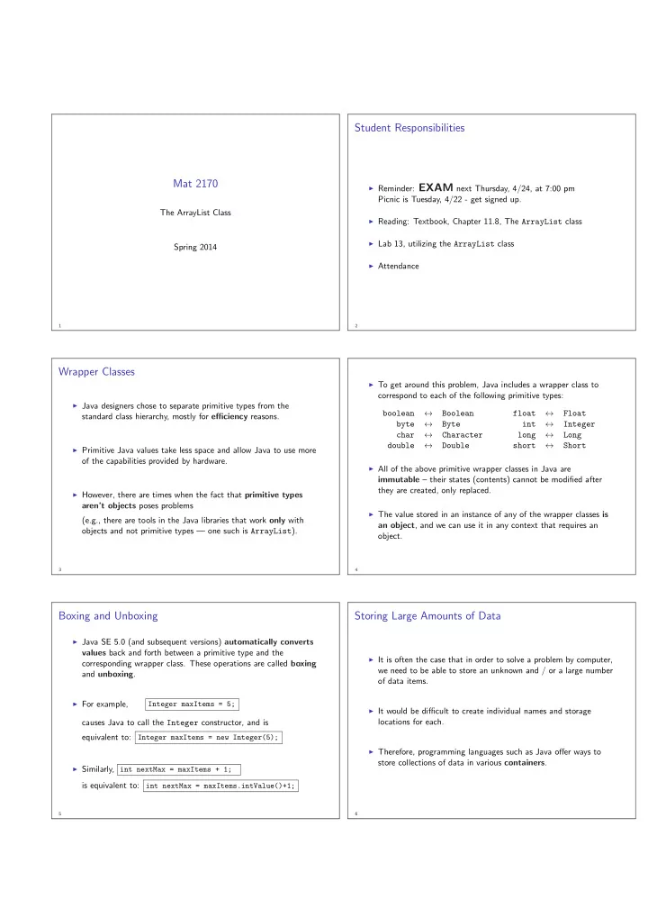 student responsibilities mat 2170