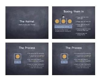 Boxing them in  Buggy apps can crash other apps  The Kernel  App 1  App 2  App 3 Buggy apps can