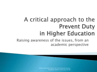 academic perspective  Helena Kennedy Centre for International Justice,  Sheffield Hallam University