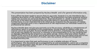 Disclaimer  This presentation has been prepared by Nucleus Wealth  and is for general information