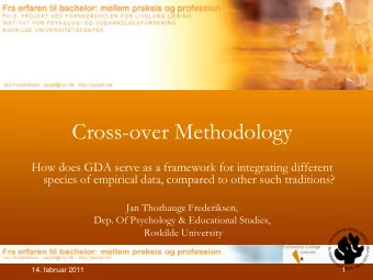 Cross-over Methodology  How does GDA serve as a framework for integrating different  species of