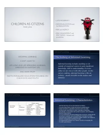 CHILDREN AS CITIZENS  INDIVIDUALIZATION and  GLOBALIZATION  MARC JANS  RISK and AGENCY